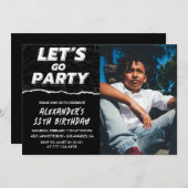 Invitations Black 11e anniversaire Boy Photo (Devant / Derrière)