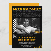 Invitations Black 11e anniversaire Boy Photo Spray (Devant / Derrière)