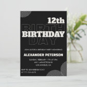 Invitations Black 12e anniversaire Boy de fête (Debout devant)