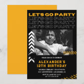 Invitations Black 12e anniversaire Boy Photo Spray (Devant / Derrière)