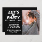 Invitations Black 13e anniversaire Boy Photo (Devant / Derrière)