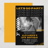 Invitations Black 13e anniversaire Boy Photo Spray (Devant / Derrière)