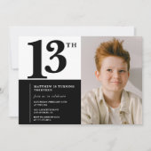 Invitations Black 13e anniversaire Elegant Chic (Devant)