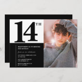 Invitations Black 14e anniversaire Elegant Chic (Devant / Derrière)