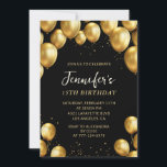 Invitations Black 15e anniversaire Balloons Confet<br><div class="desc">Invitations Black 15e anniversaire Gold Balloons Confetti</div>