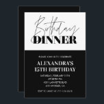 Invitations Black 15e anniversaire Dîner Blanc<br><div class="desc">Invitations de 15e anniversaire noir et blanc Dîner élégant moderne</div>