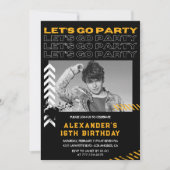 Invitations Black 16e anniversaire Hommes Photo Sp (Devant)