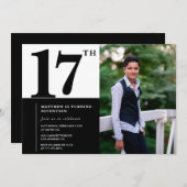 Invitations Black 17e anniversaire Elegant Chic (Devant / Derrière)