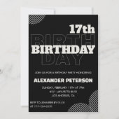 Invitations Black 17e anniversaire Men Party (Devant)