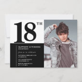 Invitations Black 18e anniversaire Elegant Chic (Devant)