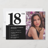 Invitations Black 18e anniversaire Elegant Chic (Devant)