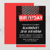 Invitations Black 18e anniversaire Hommes Party Re (Devant / Derrière)