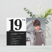 Invitations Black 19e anniversaire Elegant Chic (Debout devant)