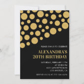 Invitations Black 20e anniversaire Gold Confetti (Devant)