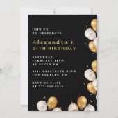 Invitations Black 24e anniversaire Gold Balloon (Devant)