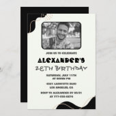 Invitations Black 28e anniversaire Hommes Simple P (Devant / Derrière)