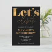 Invitations Black 30e anniversaire Gold Elegant (Debout devant)