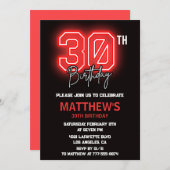Invitations Black 30e anniversaire Hommes Neon (Devant / Derrière)