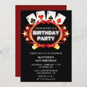Invitations Black 31e anniversaire Casino Poker Ho