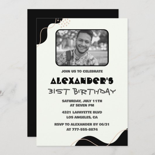 Invitations Black 31e anniversaire Hommes Simple P (Devant / Derrière)