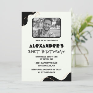Invitations Black 31e anniversaire Hommes Simple P