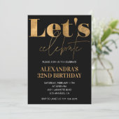 Invitations Black 32e anniversaire Gold Elegant (Debout devant)