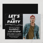 Invitations Black 34e anniversaire Hommes Photo (Devant / Derrière)