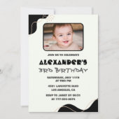Invitations Black 3e anniversaire Boy Simple Photo (Devant)