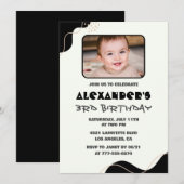 Invitations Black 3e anniversaire Boy Simple Photo (Devant / Derrière)