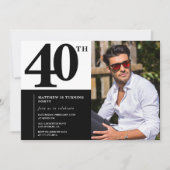 Invitations Black 40e anniversaire Elegant Chic (Devant)