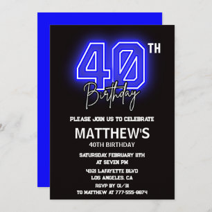 Invitations Black 40e anniversaire Hommes Sport Ne