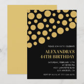 Invitations Black 44e anniversaire Gold Confetti (Devant / Derrière)