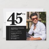 Invitations Black 45e anniversaire Elegant Chic (Devant)