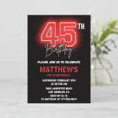 Invitations Black 45e anniversaire Hommes Neon (Debout devant)