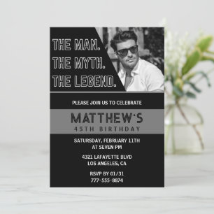 Invitations Black 45e anniversaire L'homme La Lége