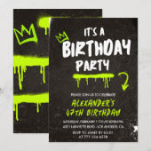 Invitations Black 47e anniversaire Hommes Graffiti (Devant / Derrière)
