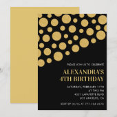 Invitations Black 4e anniversaire Gold Confetti (Devant / Derrière)