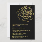 Invitations Black 55e anniversaire Gold Flowers (Devant)