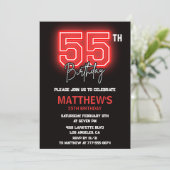 Invitations Black 55e anniversaire Hommes Neon (Debout devant)