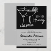 Invitations Black 60e anniversaire Hommes Cocktail (Devant / Derrière)