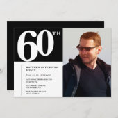 Invitations Black 60e anniversaire Modern Chic Pho (Devant / Derrière)