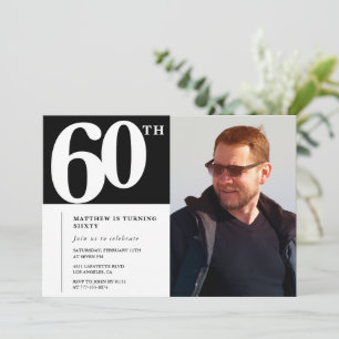 Invitations Black 60e anniversaire Modern Chic Pho