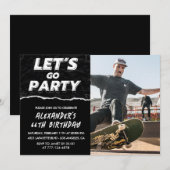 Invitations Black 66e anniversaire Hommes Photo (Devant / Derrière)