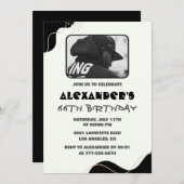 Invitations Black 66e anniversaire Hommes Simple P (Devant / Derrière)