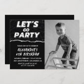 Invitations Black 6e anniversaire Boy Photo (Devant / Derrière)
