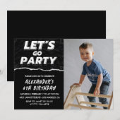 Invitations Black 6e anniversaire Boy Photo (Devant / Derrière)