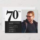 Invitations Black 70e anniversaire Elegant Chic (Devant)