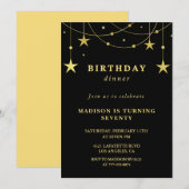 Invitations Black 70e anniversaire Gold Stars (Devant / Derrière)