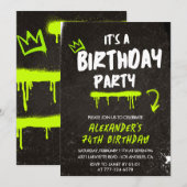 Invitations Black 74e anniversaire Hommes Graffiti (Devant / Derrière)