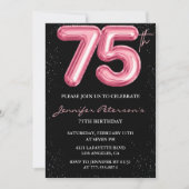 Invitations Black 75e anniversaire Balloon Glam Pi (Devant)
